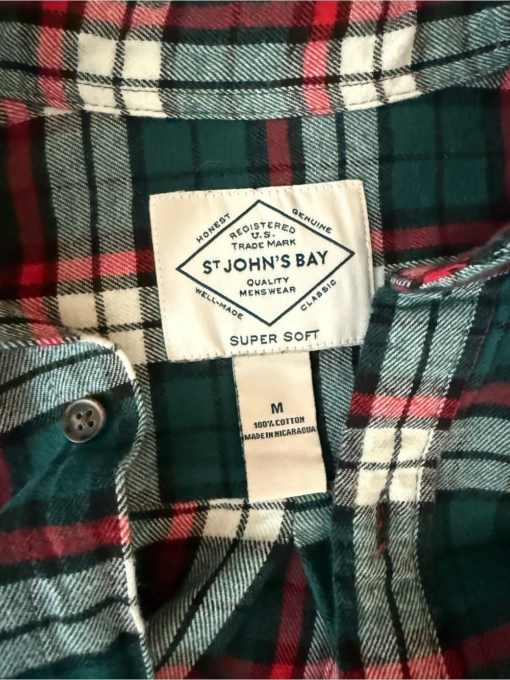 St. Johns Bay flannel button